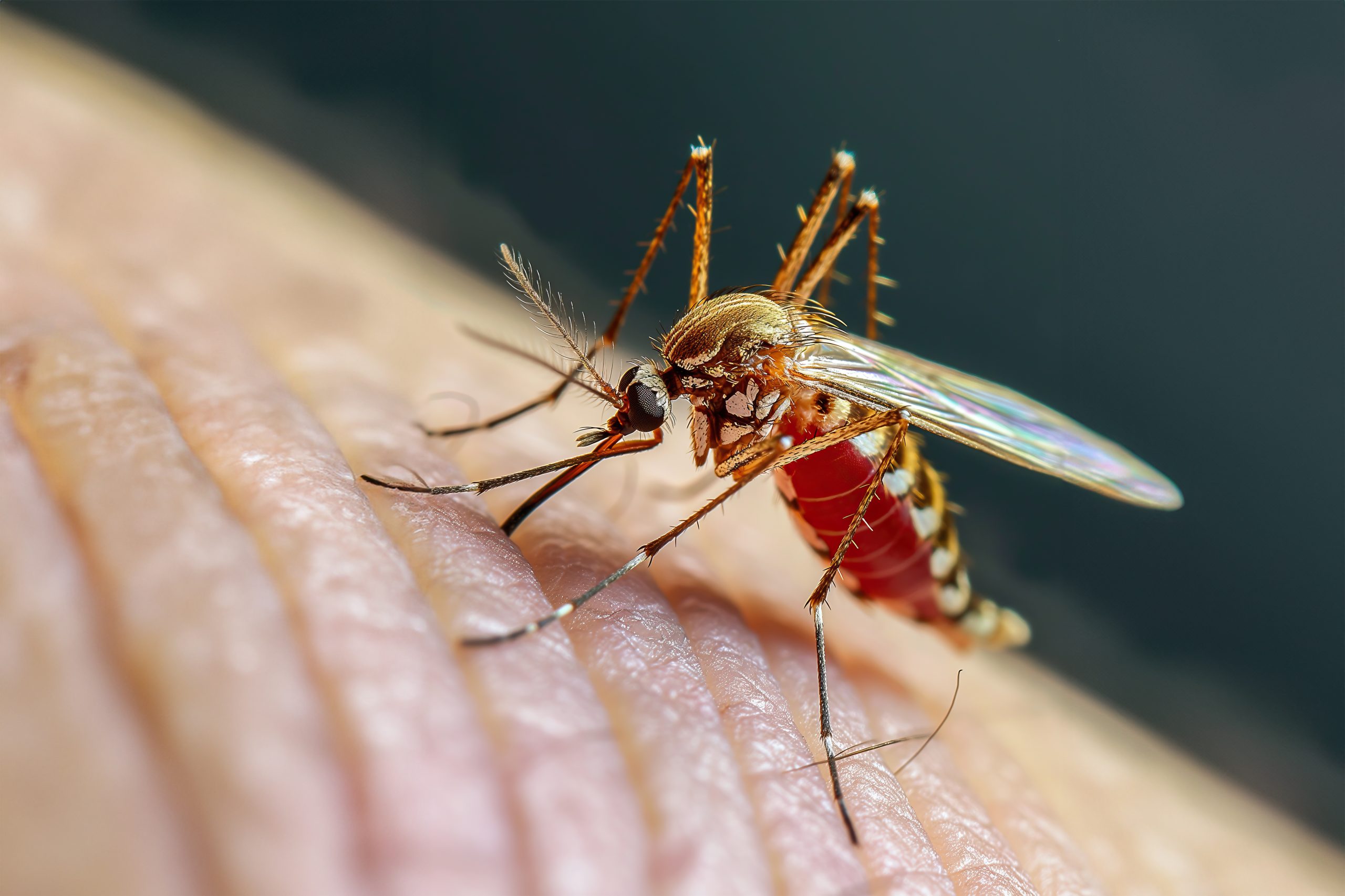 Close-up of mosquito feeding on human skin – Mosquito Control Ontario